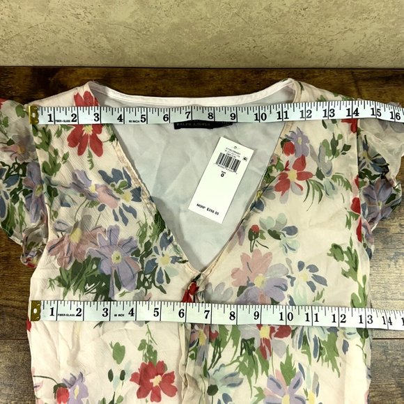 Polo Ralph Lauren Dress Womens Size 0 Multicolor Floral Flutter Sleeve - Picture 13 of 16